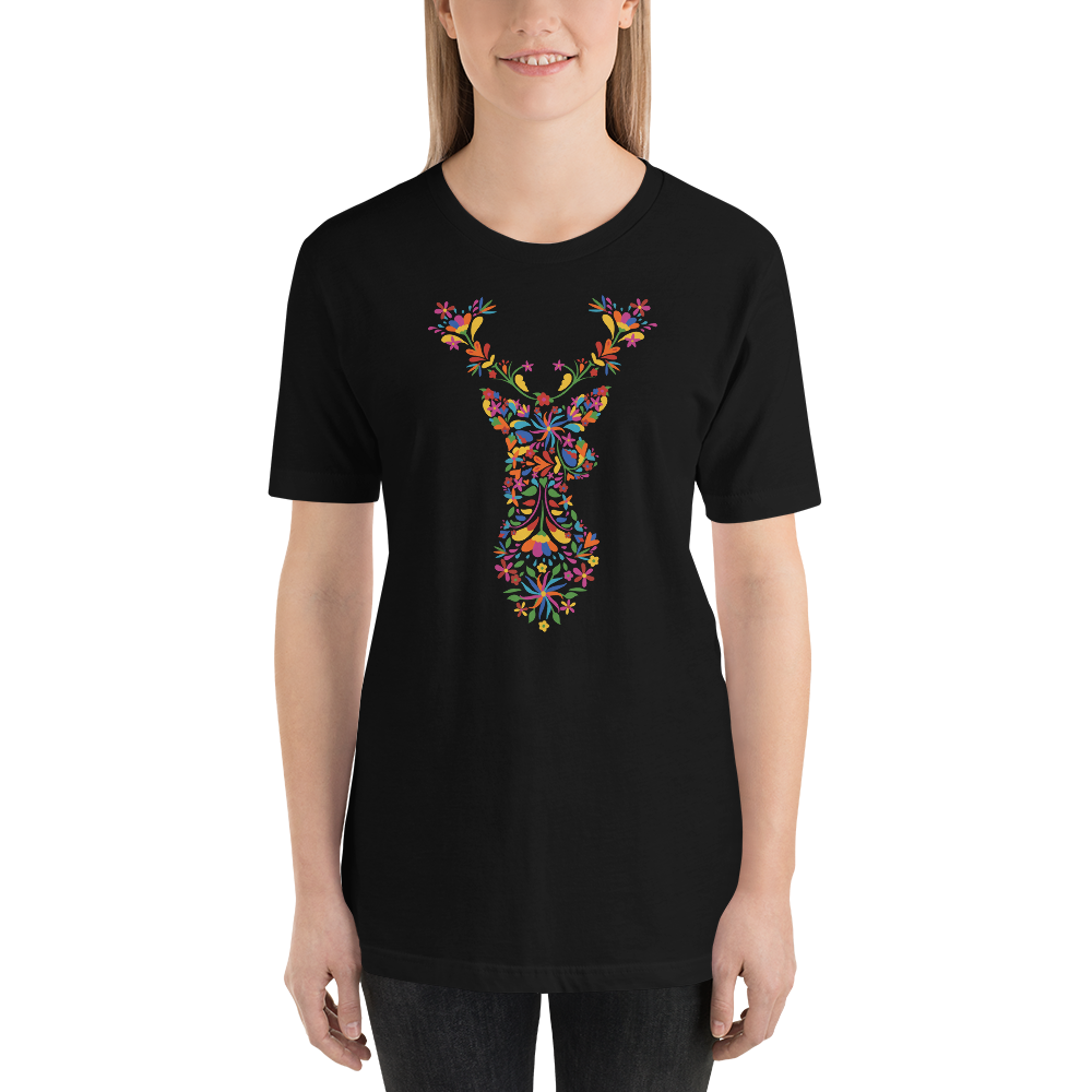 -HIRSCH AUS BLUMEN- Kurzärmeliges Unisex-T-Shirt