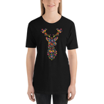 -HIRSCH AUS BLUMEN- Kurzärmeliges Unisex-T-Shirt