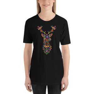 -HIRSCH AUS BLUMEN- Kurzärmeliges Unisex-T-Shirt