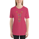 -HIRSCH AUS BLUMEN- Kurzärmeliges Unisex-T-Shirt