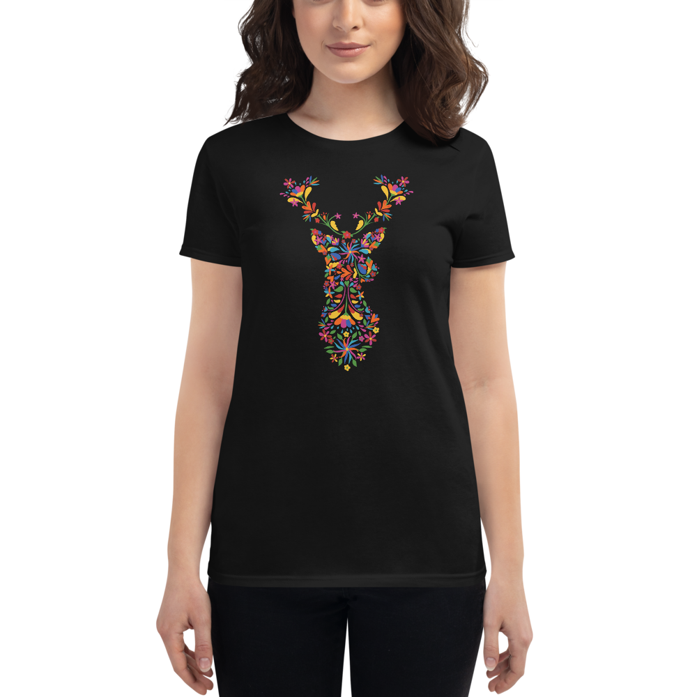 -HIRSCH AUS BLUMEN- Frauen Kurzärmeliges T-Shirt