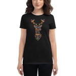 -HIRSCH AUS BLUMEN- Frauen Kurzärmeliges T-Shirt