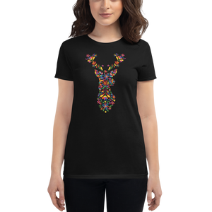 -HIRSCH AUS BLUMEN- Frauen Kurzärmeliges T-Shirt