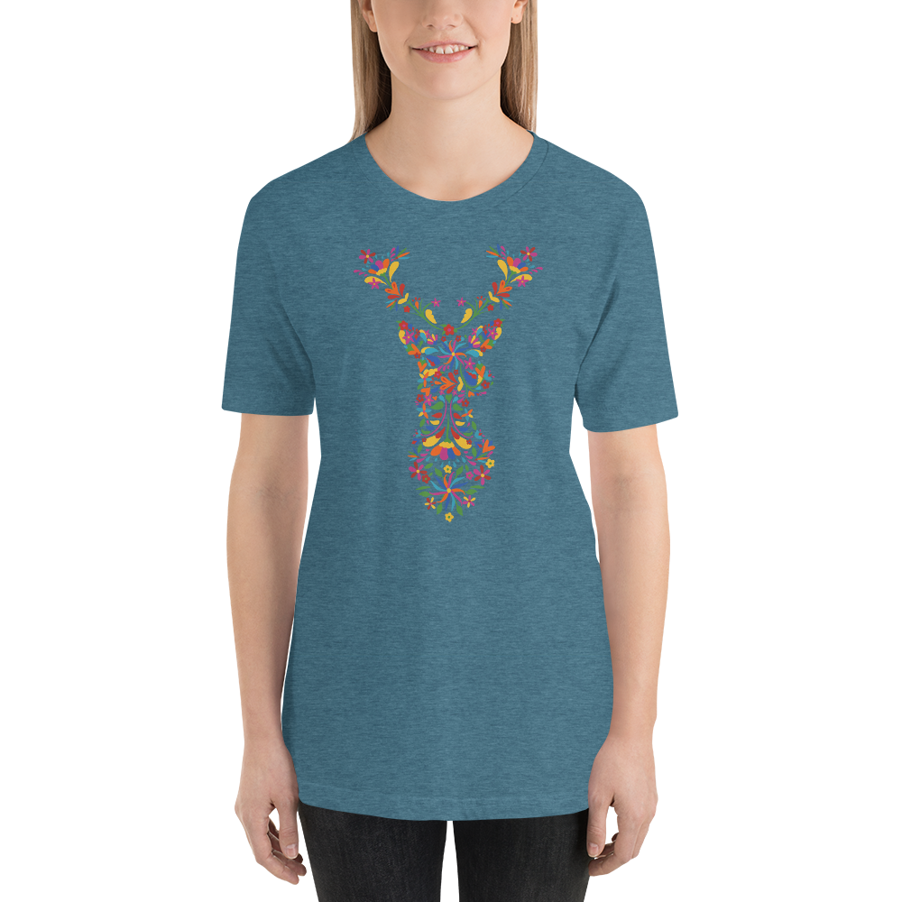 -HIRSCH AUS BLUMEN- Kurzärmeliges Unisex-T-Shirt