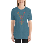 -HIRSCH AUS BLUMEN- Kurzärmeliges Unisex-T-Shirt