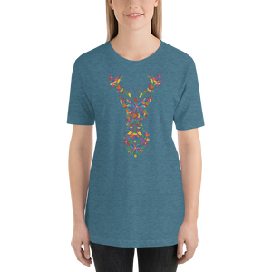 -HIRSCH AUS BLUMEN- Kurzärmeliges Unisex-T-Shirt