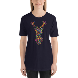 -HIRSCH AUS BLUMEN- Kurzärmeliges Unisex-T-Shirt