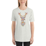 -HIRSCH AUS BLUMEN- Kurzärmeliges Unisex-T-Shirt