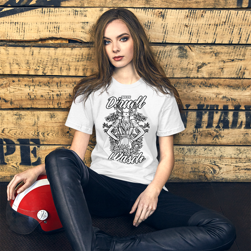 -MEIN DIRNDL IS IN DA WÄSCH- Kurzärmeliges Unisex-T-Shirt