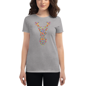 -HIRSCH AUS BLUMEN- Frauen Kurzärmeliges T-Shirt