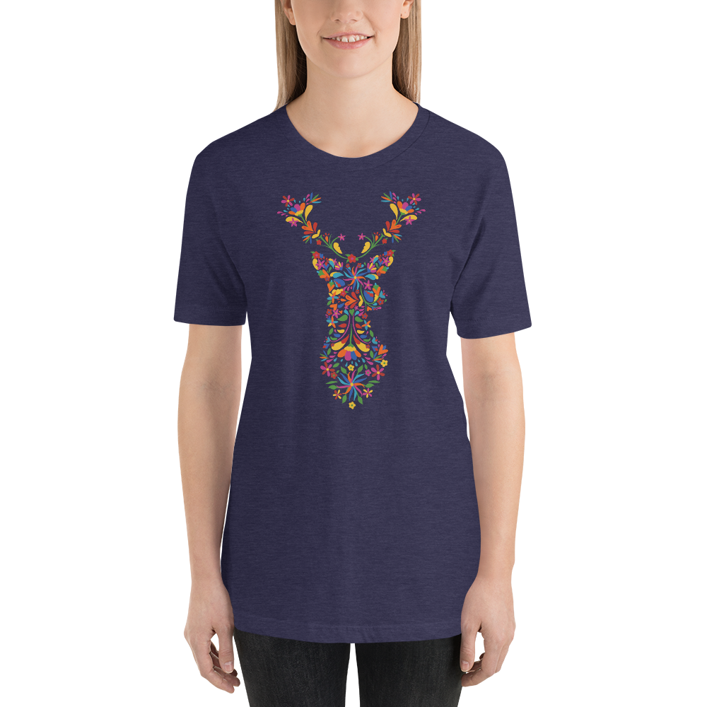 -HIRSCH AUS BLUMEN- Kurzärmeliges Unisex-T-Shirt