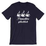 -PUNSCHLOS GLÜCKLICH- Kurzärmeliges Unisex-T-Shirt