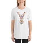 -HIRSCH AUS BLUMEN- Kurzärmeliges Unisex-T-Shirt