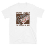 -ENGINES AND BEER- Kurzärmeliges Unisex-T-Shirt