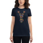 -HIRSCH AUS BLUMEN- Frauen Kurzärmeliges T-Shirt