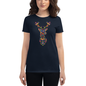 -HIRSCH AUS BLUMEN- Frauen Kurzärmeliges T-Shirt