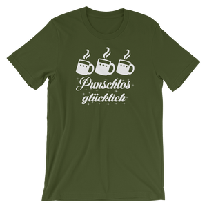 -PUNSCHLOS GLÜCKLICH- Kurzärmeliges Unisex-T-Shirt