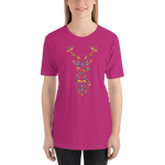 -HIRSCH AUS BLUMEN- Kurzärmeliges Unisex-T-Shirt