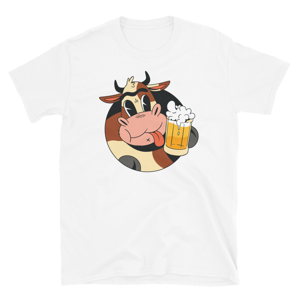 -KUH MIT MASSKRUG- Kurzärmeliges Unisex-T-Shirt