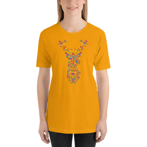 -HIRSCH AUS BLUMEN- Kurzärmeliges Unisex-T-Shirt