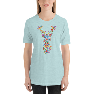 -HIRSCH AUS BLUMEN- Kurzärmeliges Unisex-T-Shirt