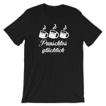 -PUNSCHLOS GLÜCKLICH- Kurzärmeliges Unisex-T-Shirt