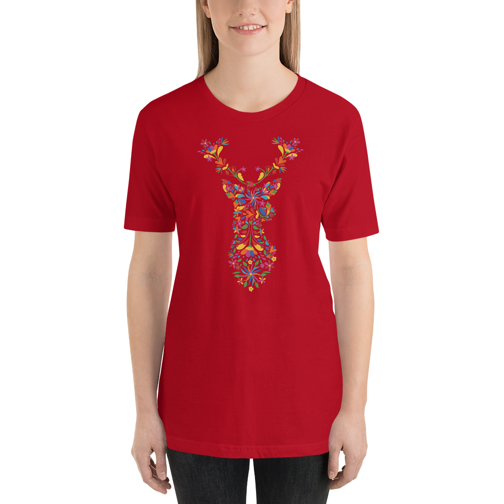 -HIRSCH AUS BLUMEN- Kurzärmeliges Unisex-T-Shirt