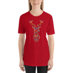 -HIRSCH AUS BLUMEN- Kurzärmeliges Unisex-T-Shirt