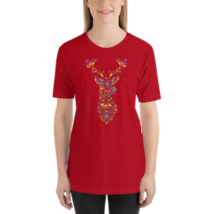 -HIRSCH AUS BLUMEN- Kurzärmeliges Unisex-T-Shirt