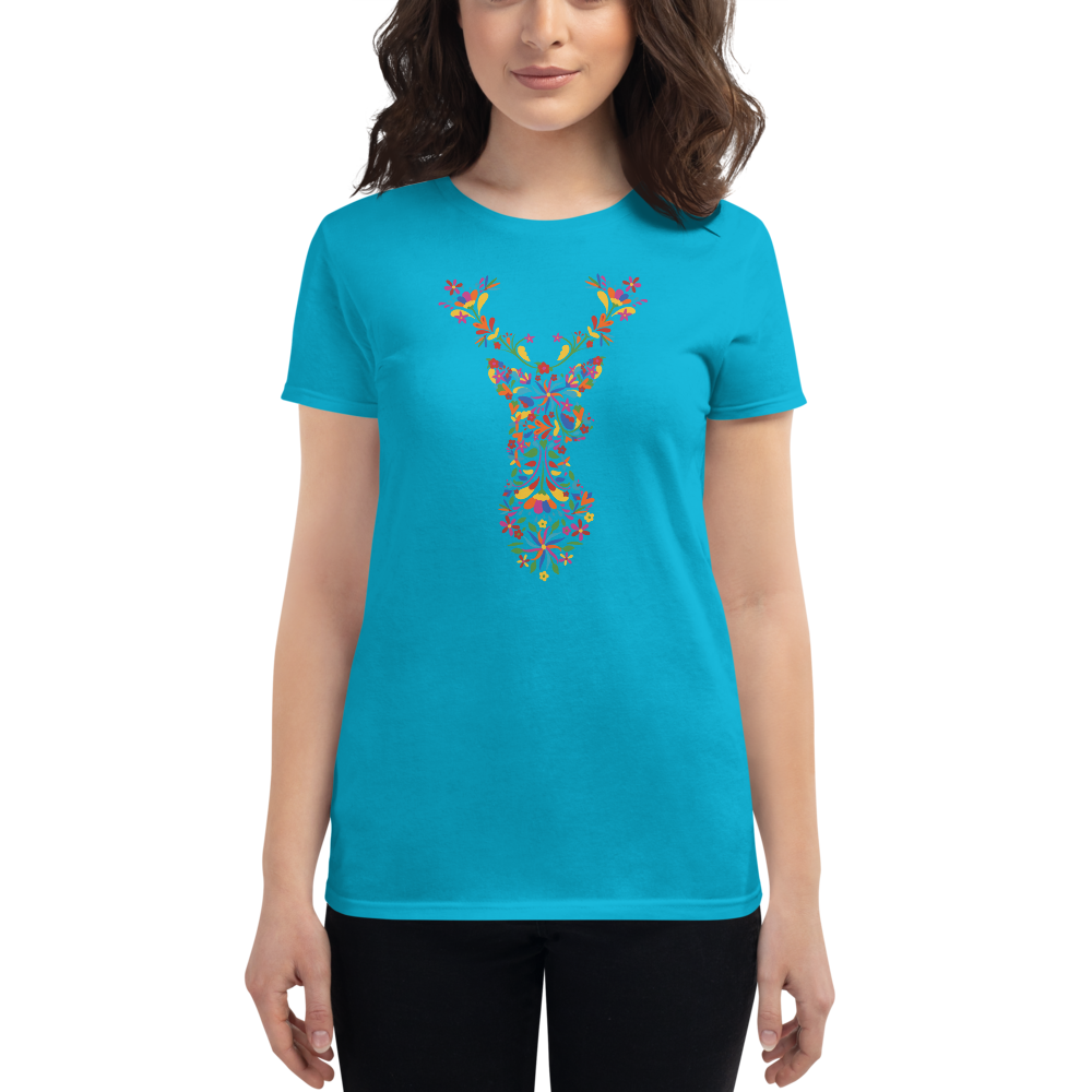 -HIRSCH AUS BLUMEN- Frauen Kurzärmeliges T-Shirt