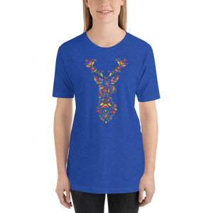 -HIRSCH AUS BLUMEN- Kurzärmeliges Unisex-T-Shirt