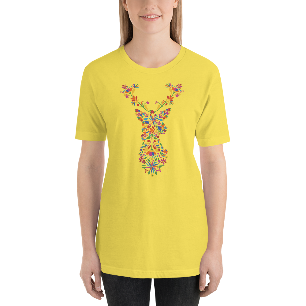 -HIRSCH AUS BLUMEN- Kurzärmeliges Unisex-T-Shirt