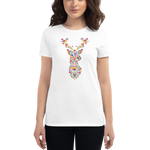 -HIRSCH AUS BLUMEN- Frauen Kurzärmeliges T-Shirt