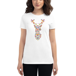 -HIRSCH AUS BLUMEN- Frauen Kurzärmeliges T-Shirt