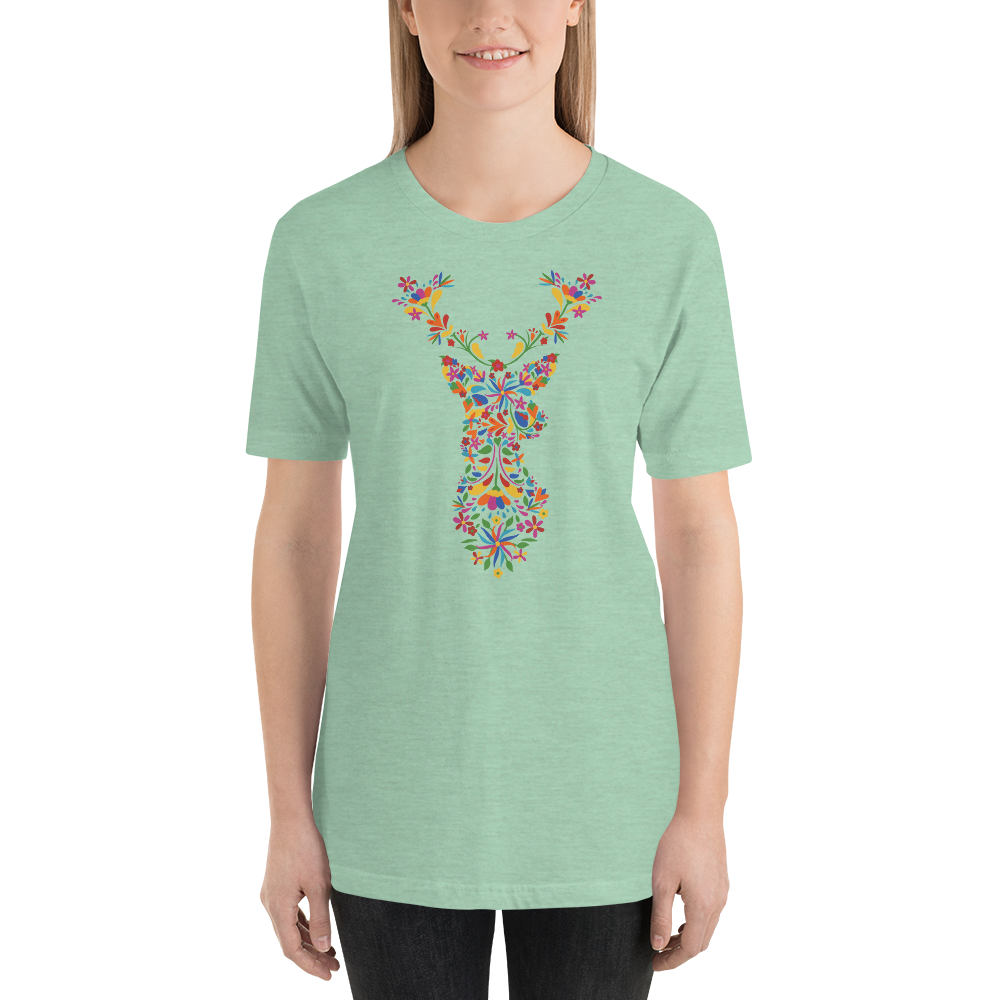 -HIRSCH AUS BLUMEN- Kurzärmeliges Unisex-T-Shirt