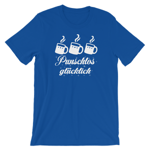 -PUNSCHLOS GLÜCKLICH- Kurzärmeliges Unisex-T-Shirt