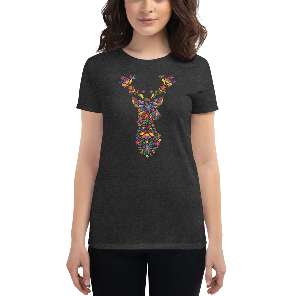 -HIRSCH AUS BLUMEN- Frauen Kurzärmeliges T-Shirt