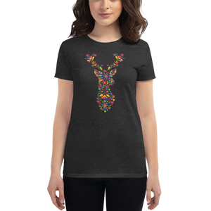 -HIRSCH AUS BLUMEN- Frauen Kurzärmeliges T-Shirt