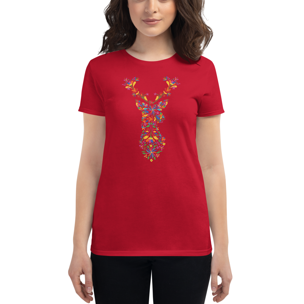 -HIRSCH AUS BLUMEN- Frauen Kurzärmeliges T-Shirt