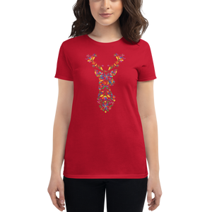 -HIRSCH AUS BLUMEN- Frauen Kurzärmeliges T-Shirt